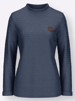 Shirts| Rollkragenshirt aus Jacquard-Strick rauchblau