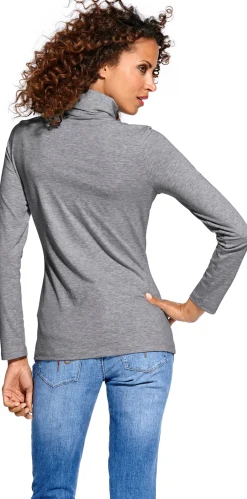 Shirts|heine Rollkragenshirt in figurbetonter Form grau-melange