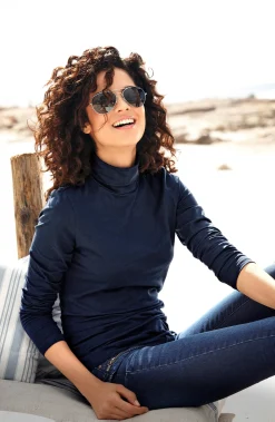 Shirts|heine Rollkragenshirt in figurbetonter Form marine