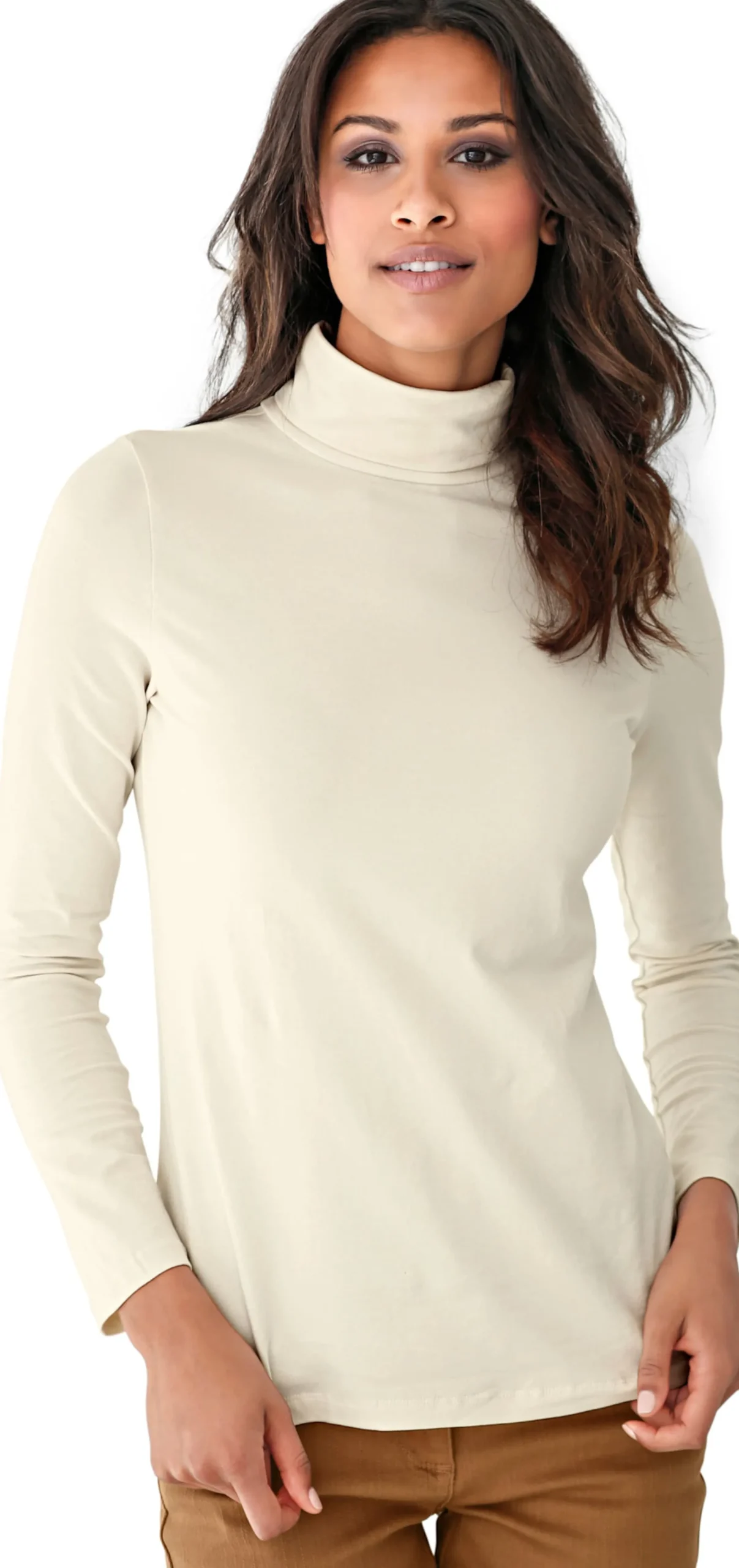 Shirts|heine Rollkragenshirt in figurbetonter Form ecru
