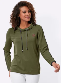Shirts| Rollkragenshirt mit Kontrast-Paspeln oliv