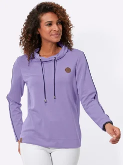 Shirts| Rollkragenshirt mit Kontrast-Paspeln lavendel