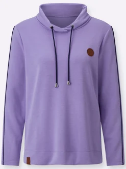 Shirts| Rollkragenshirt mit Kontrast-Paspeln lavendel