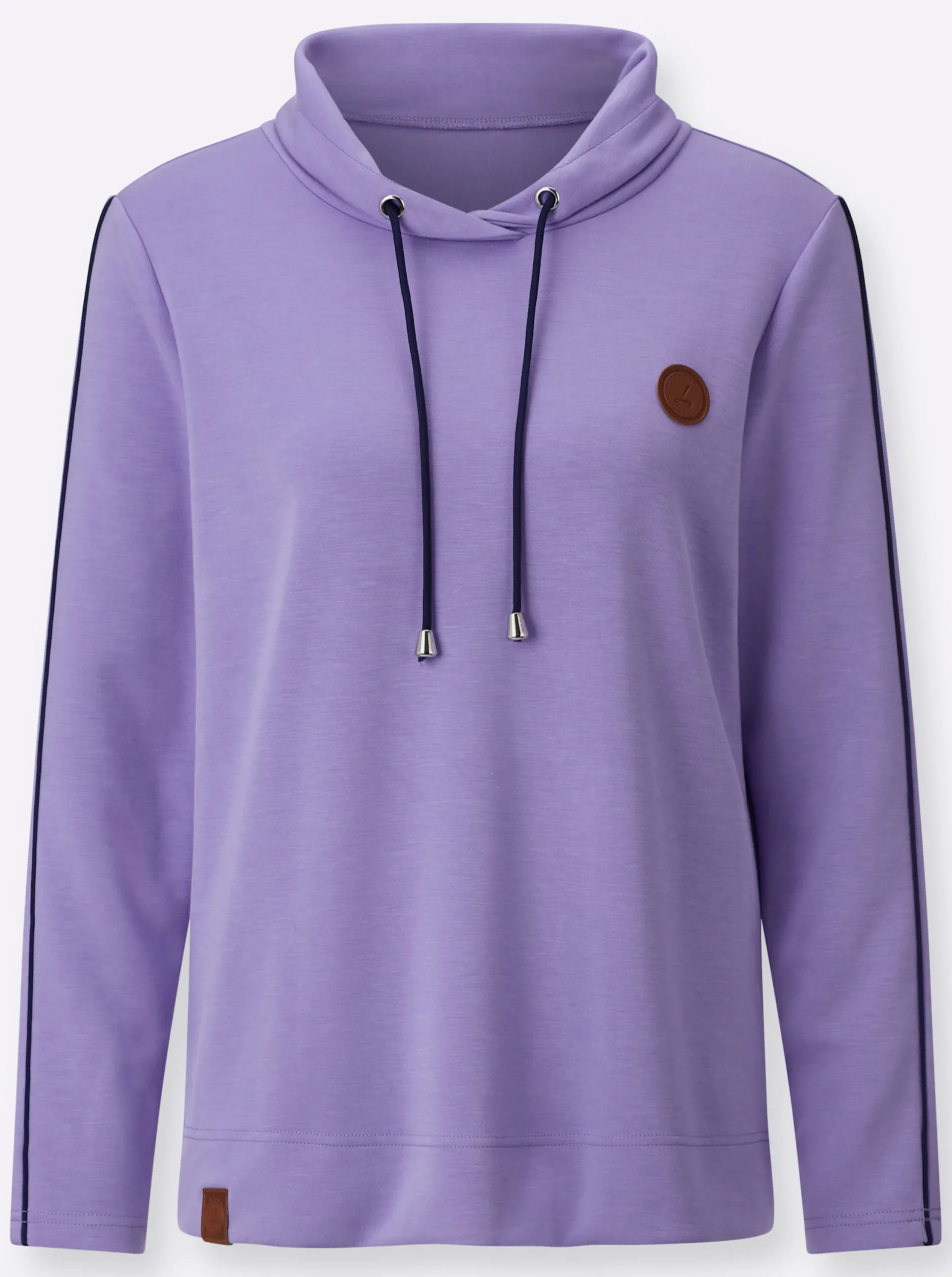 Shirts| Rollkragenshirt mit Kontrast-Paspeln lavendel