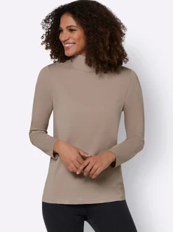 Shirts| Rollkragenshirt mit langen Ärmeln sesam