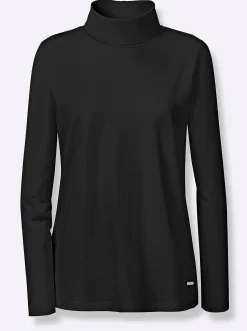 Shirts| Rollkragenshirt mit langen Ärmeln schwarz
