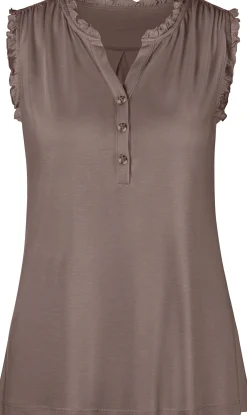 Blusen|LASCANA Rüschentop taupe-bedruckt,taupe-uni