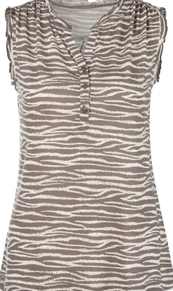 Blusen|LASCANA Rüschentop taupe-bedruckt,taupe-uni