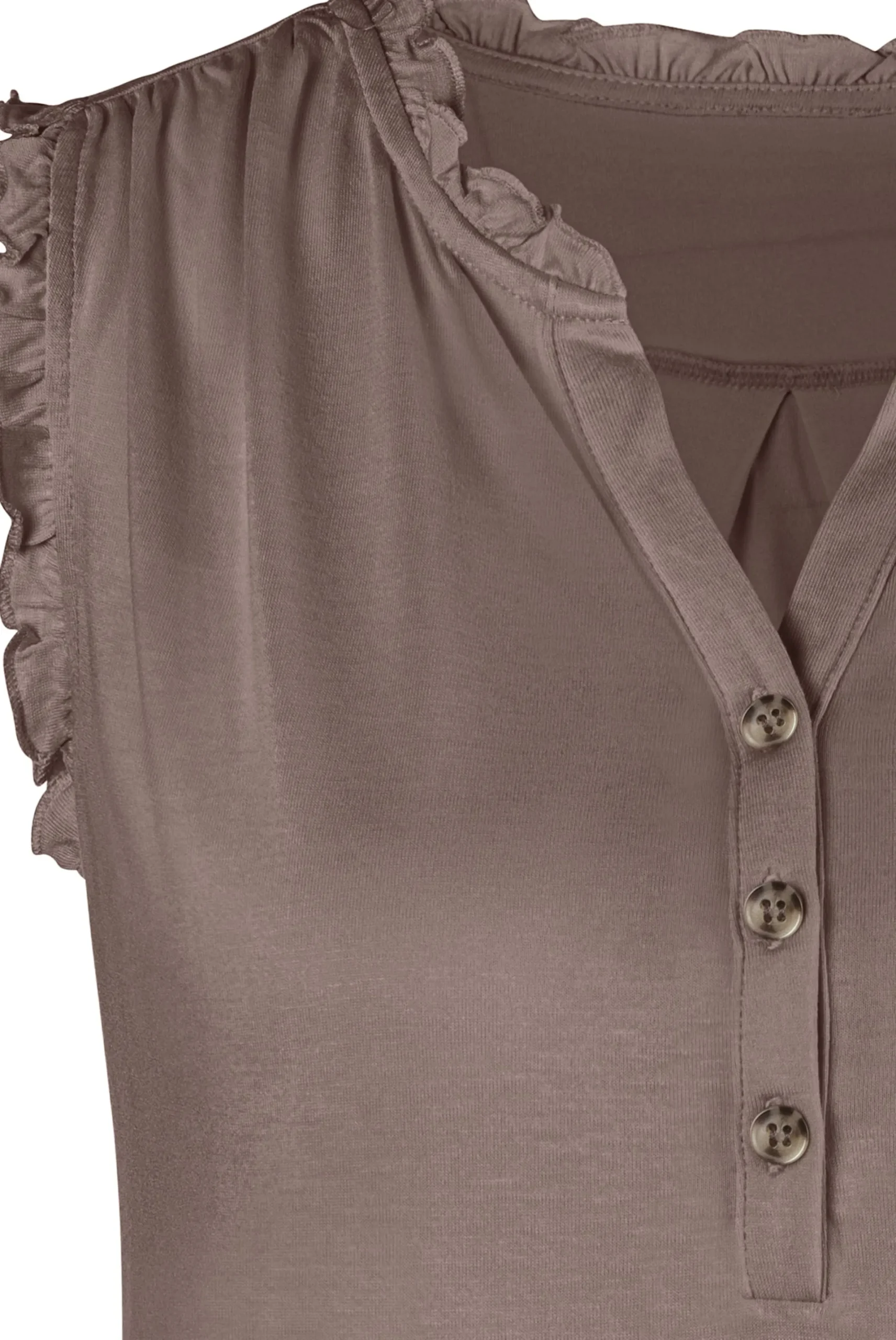 Blusen|LASCANA Rüschentop taupe-bedruckt,taupe-uni