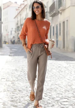 Pullover|LASCANA Rundhalspullover rostorange