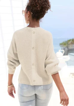 Strandmode|LASCANA Rundhalspullover creme