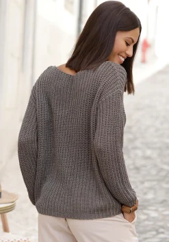 Strandmode|LASCANA Rundhalspullover khaki