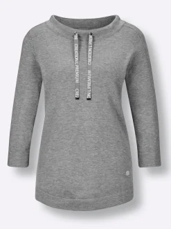 Pullover|CREATION L PREMIUM Rundhalspullover steingrau-meliert