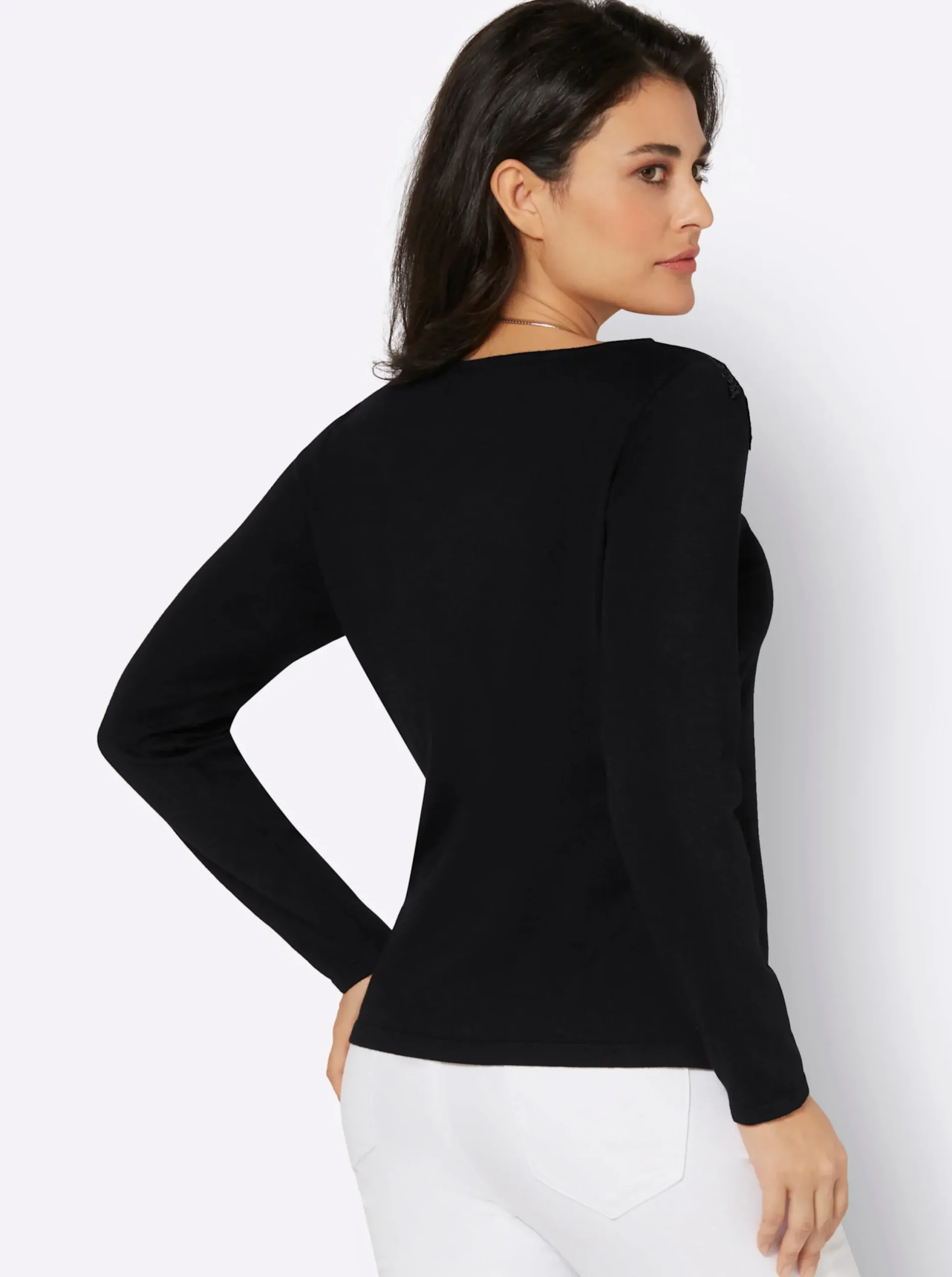 Pullover| Rundhalspullover schwarz