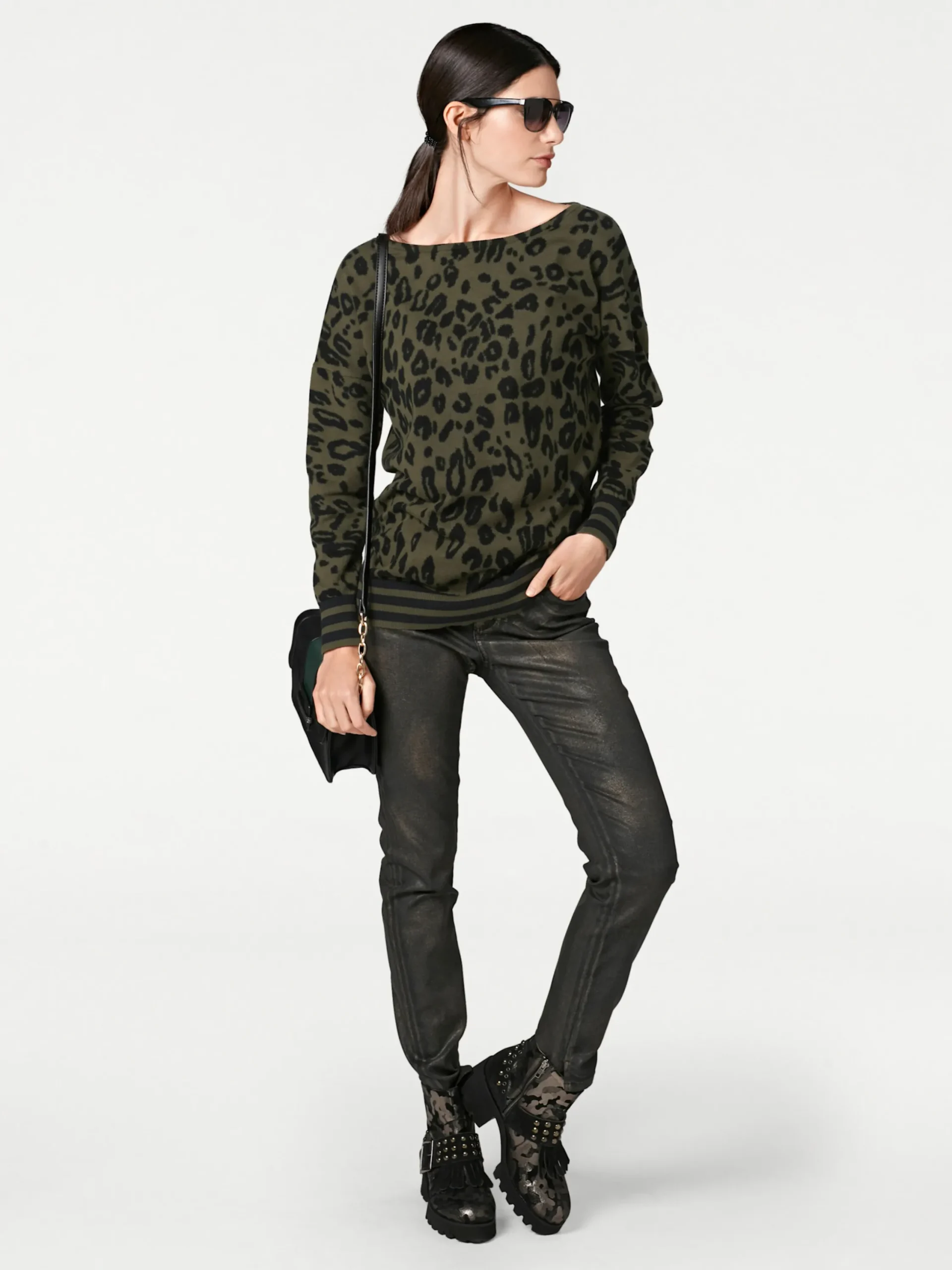 Pullover|heine Rundhalspullover oliv