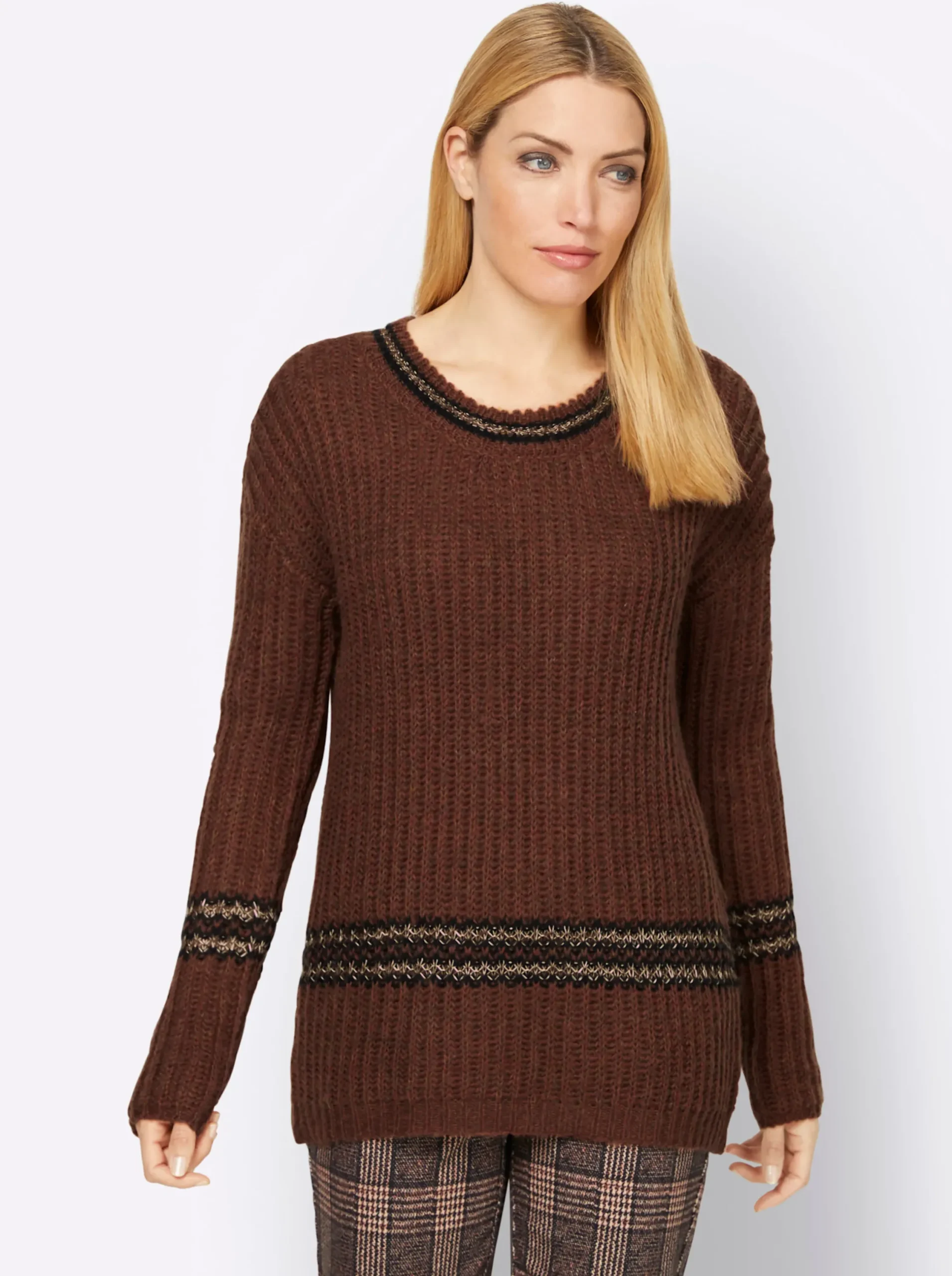 Pullover|heine Rundhalspullover braun-schoko-meliert