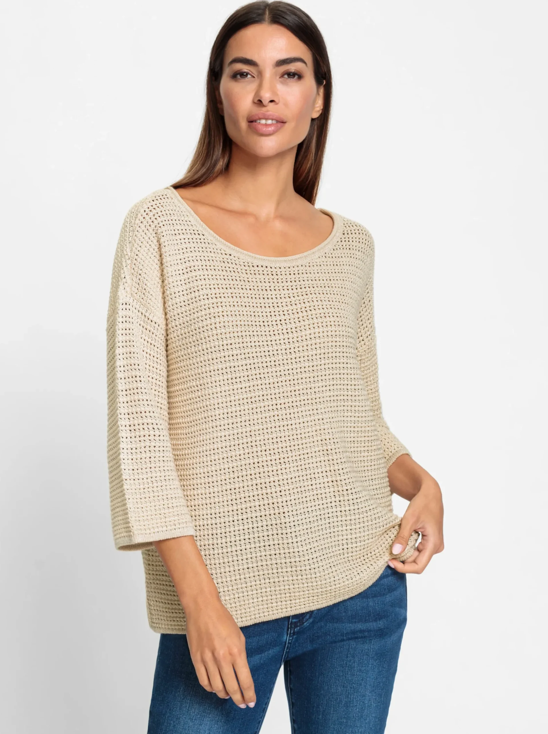 Pullover|heine Rundhalspullover elfenbein