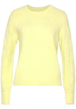 Pullover|LASCANA Rundhalspullover limone