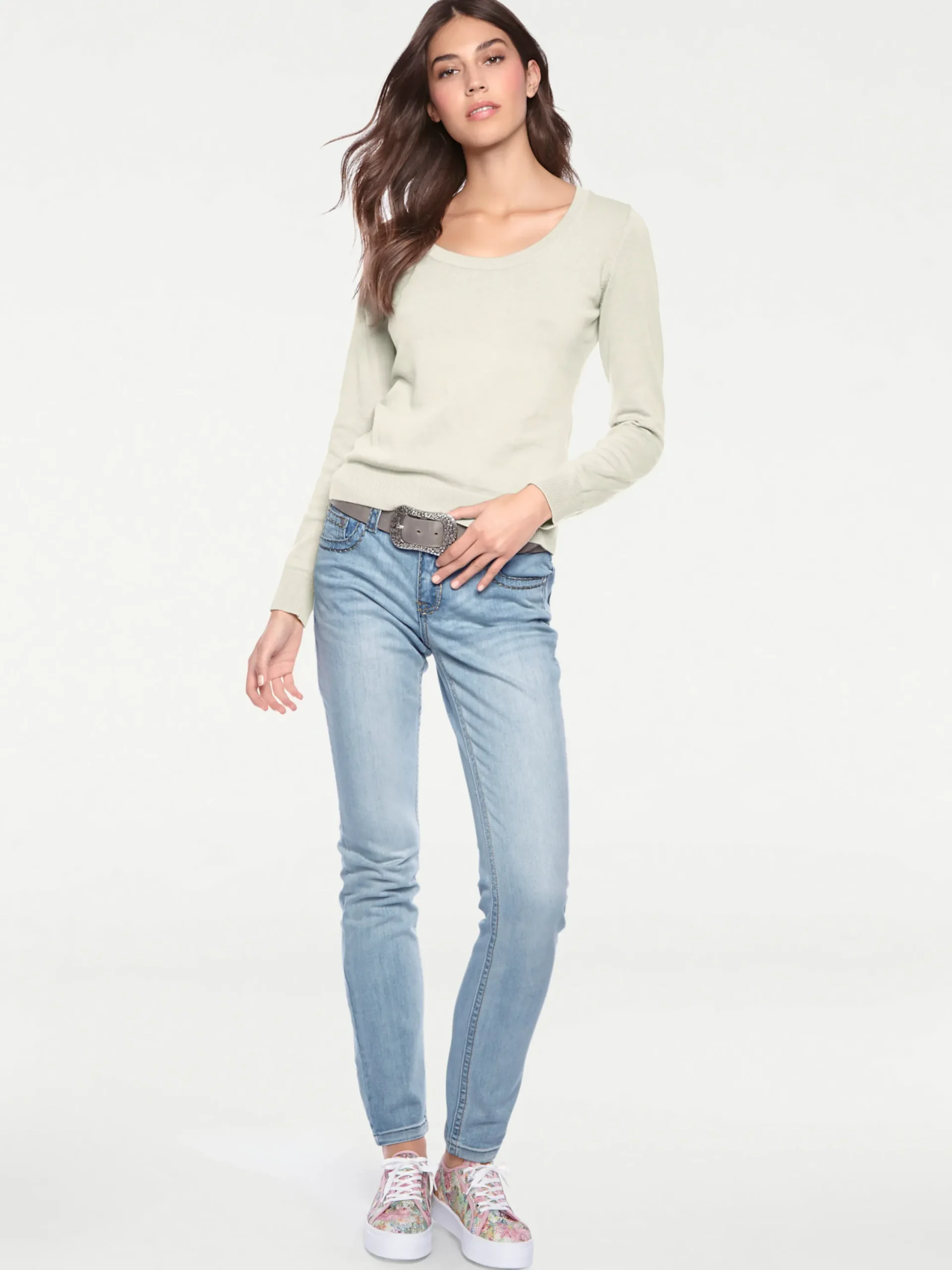 Pullover|heine Rundhalspullover aus Feinstrick offwhite