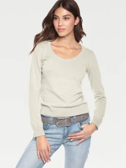 Pullover|heine Rundhalspullover aus Feinstrick offwhite