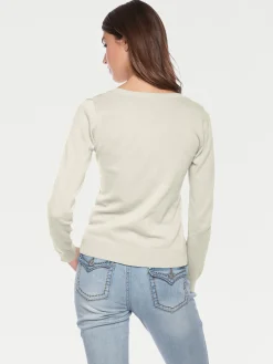 Pullover|heine Rundhalspullover aus Feinstrick offwhite
