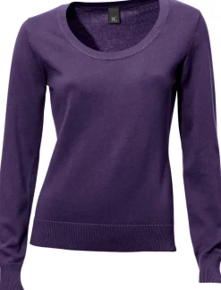 Basics|Pullover|heine Rundhalspullover aus Feinstrick pflaume