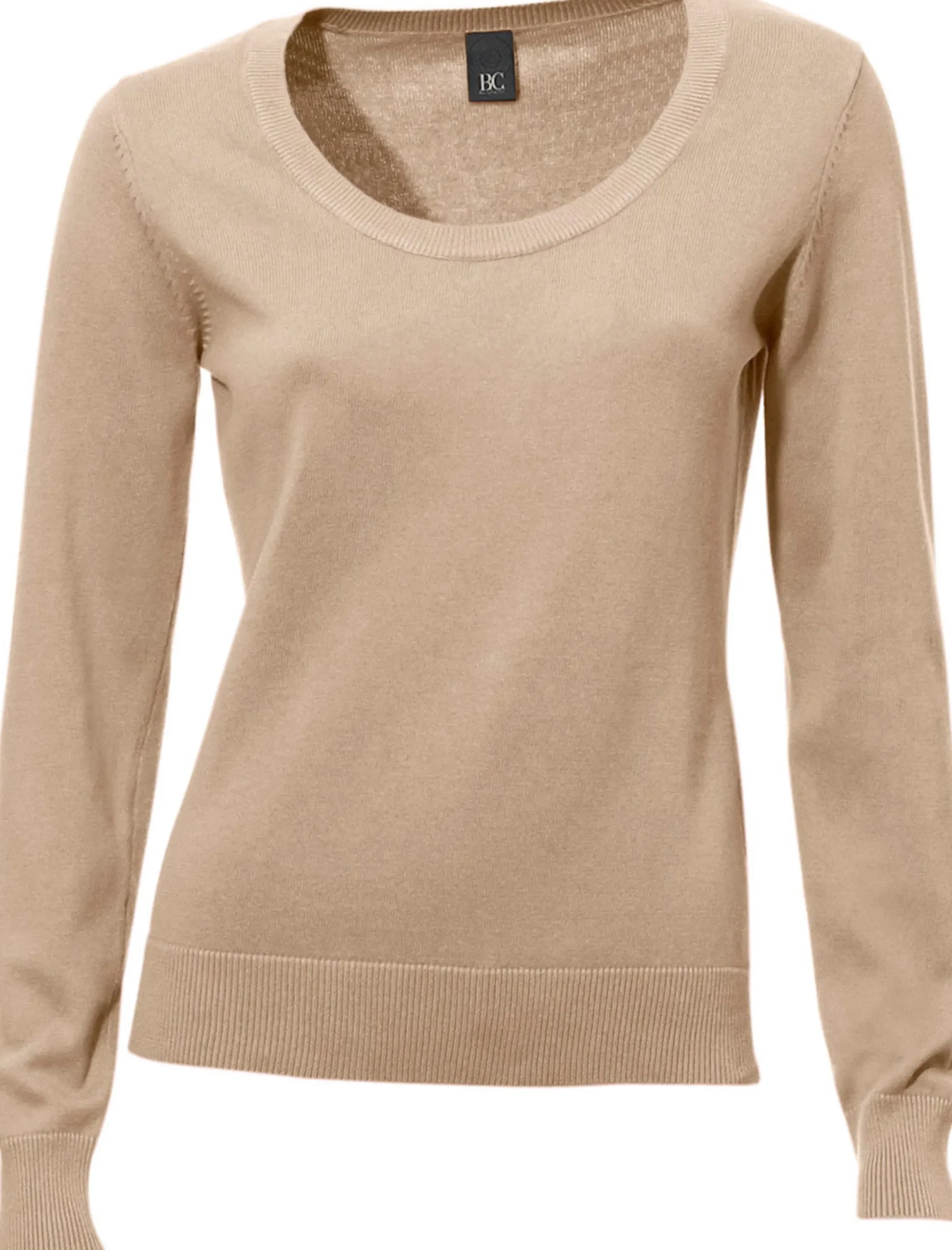 Pullover|heine Rundhalspullover aus Feinstrick beige