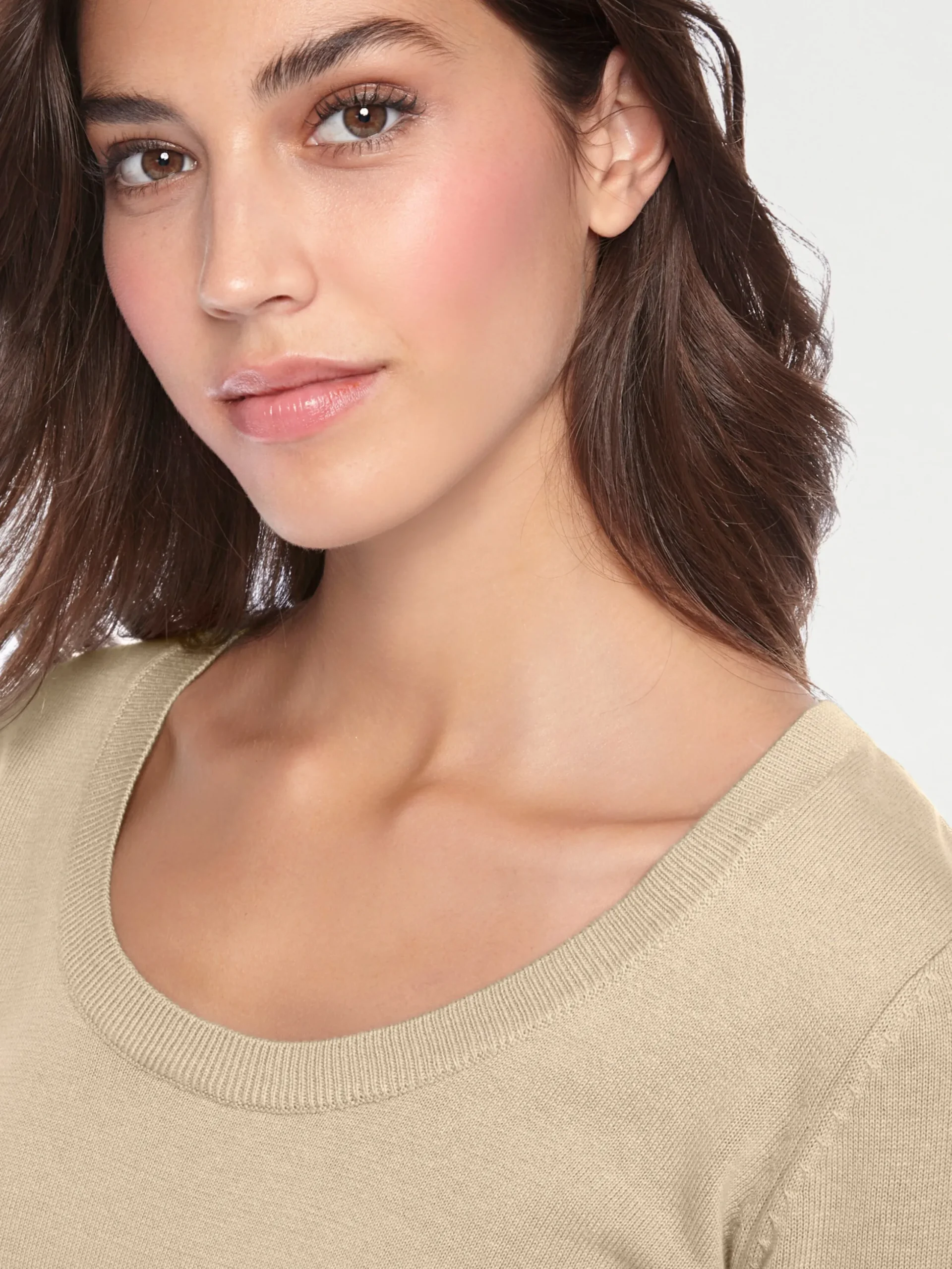 Pullover|heine Rundhalspullover aus Feinstrick beige