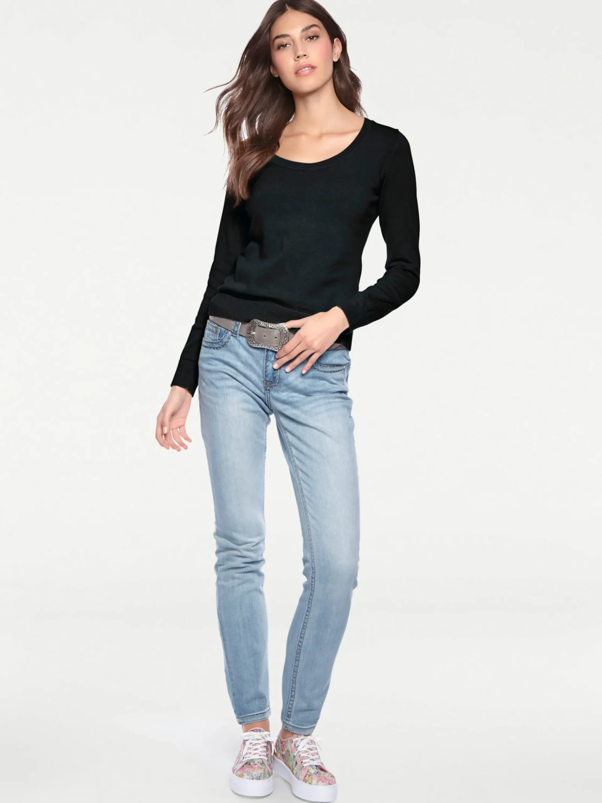 Pullover|heine Rundhalspullover aus Feinstrick schwarz