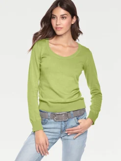 Basics|Pullover|heine Rundhalspullover aus Feinstrick kiwi