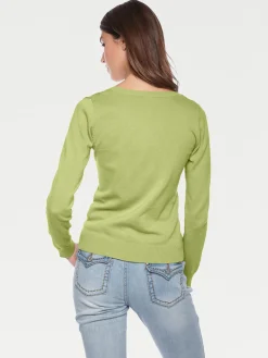 Basics|Pullover|heine Rundhalspullover aus Feinstrick kiwi