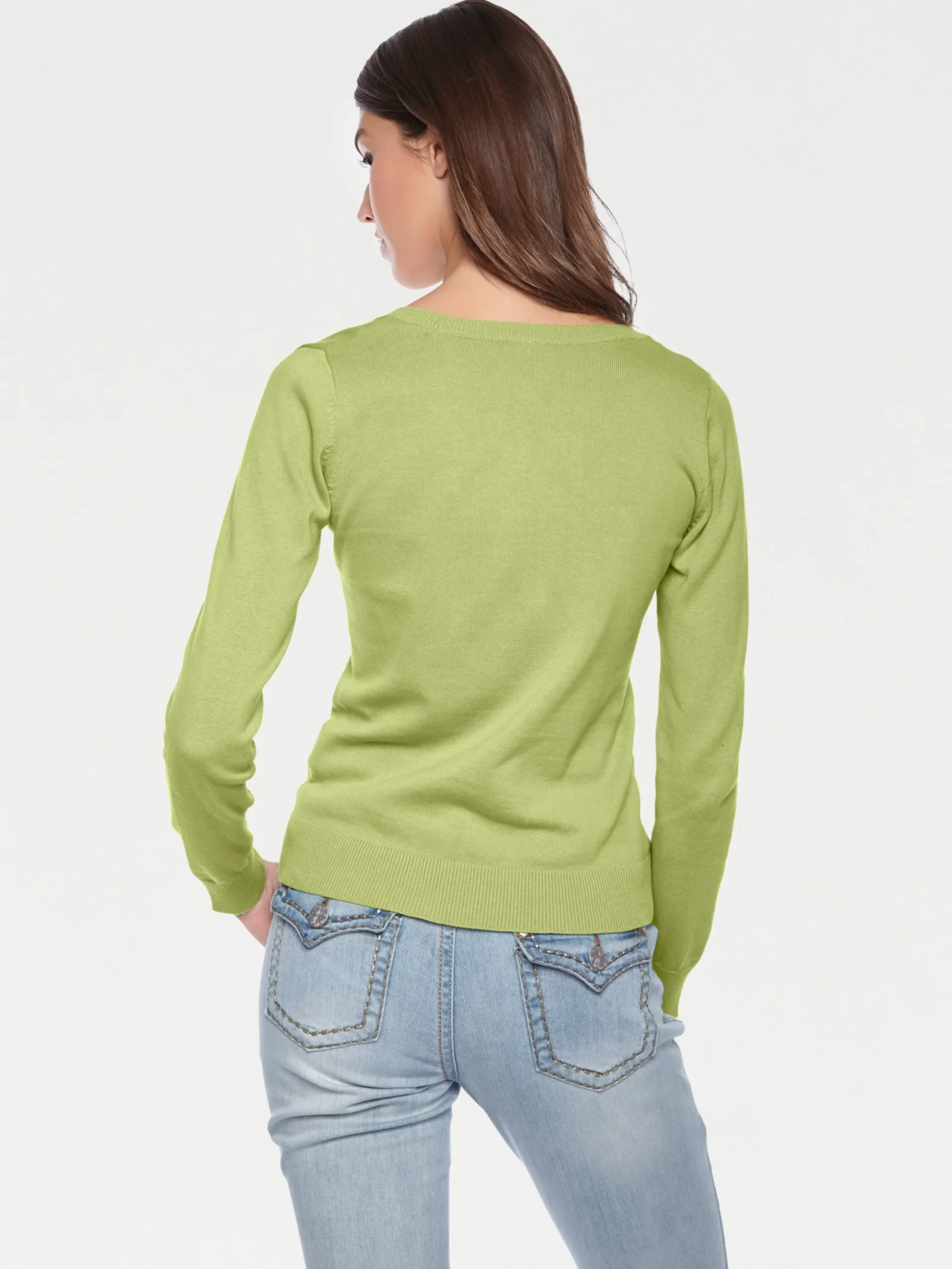 Basics|Pullover|heine Rundhalspullover aus Feinstrick kiwi