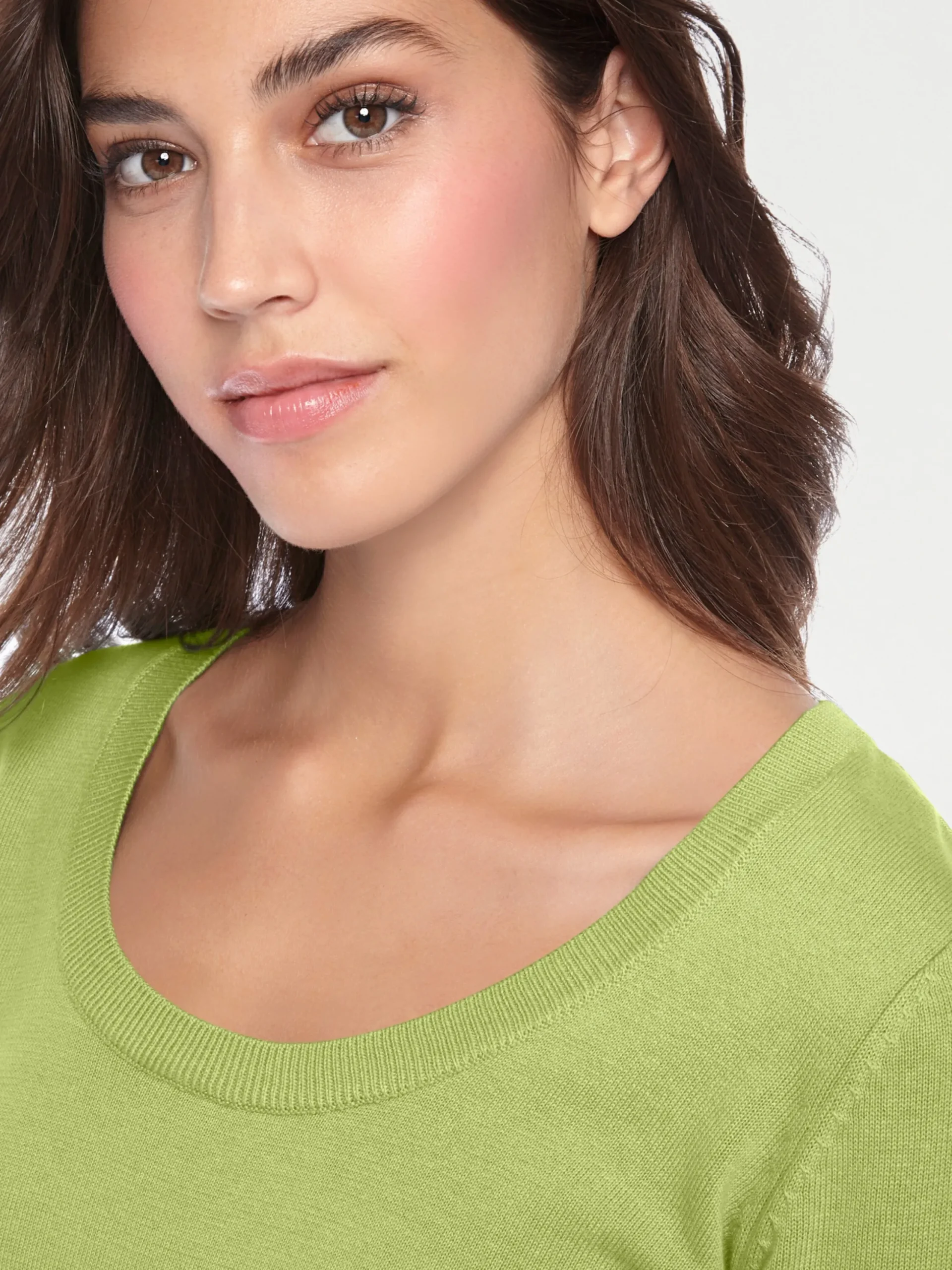 Basics|Pullover|heine Rundhalspullover aus Feinstrick kiwi