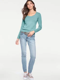 Pullover|heine Rundhalspullover aus Feinstrick aqua