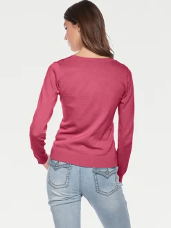 Basics|Pullover|heine Rundhalspullover aus Feinstrick pink