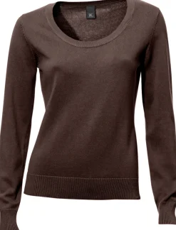 Basics|Pullover|heine Rundhalspullover aus Feinstrick schokobraun