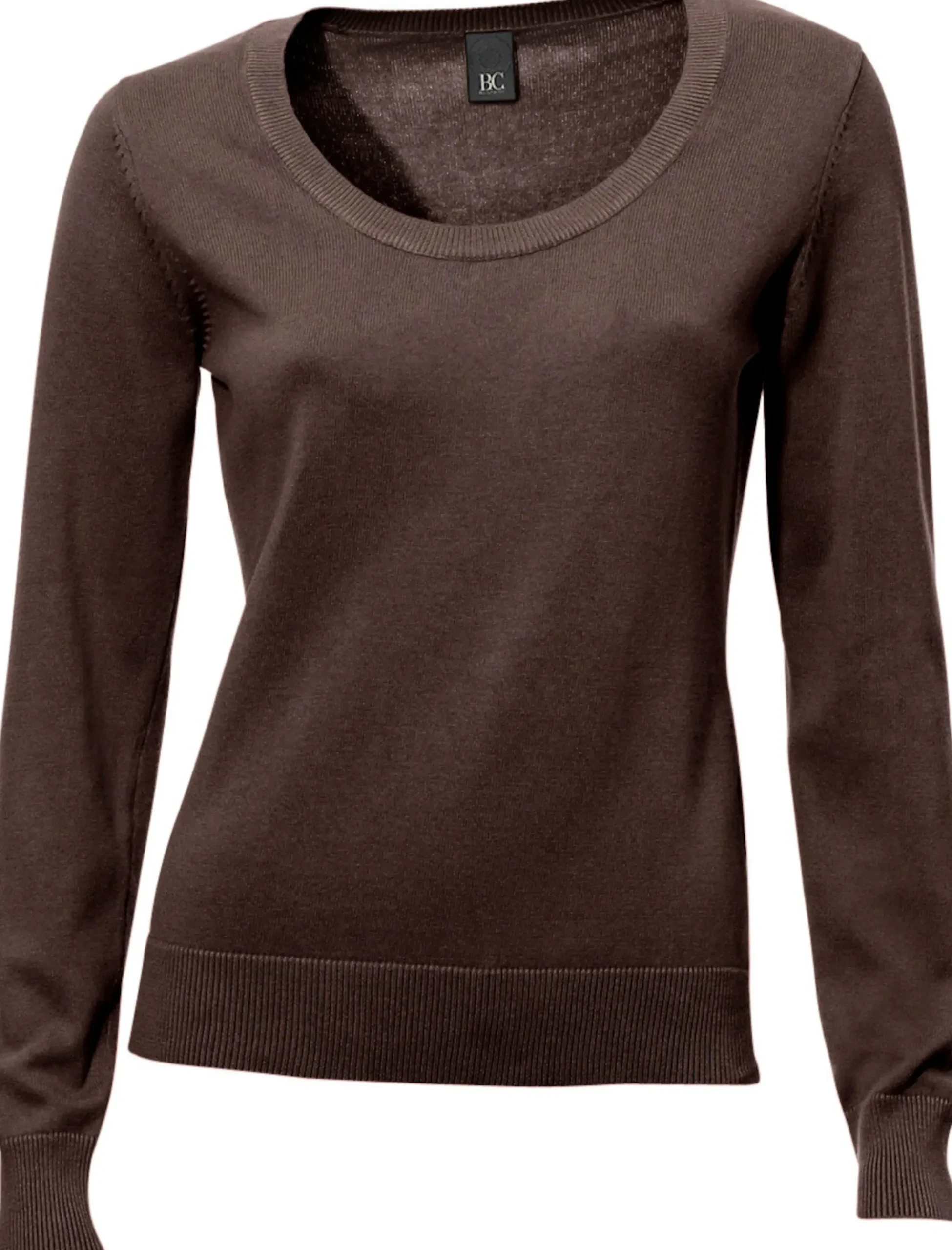 Basics|Pullover|heine Rundhalspullover aus Feinstrick schokobraun