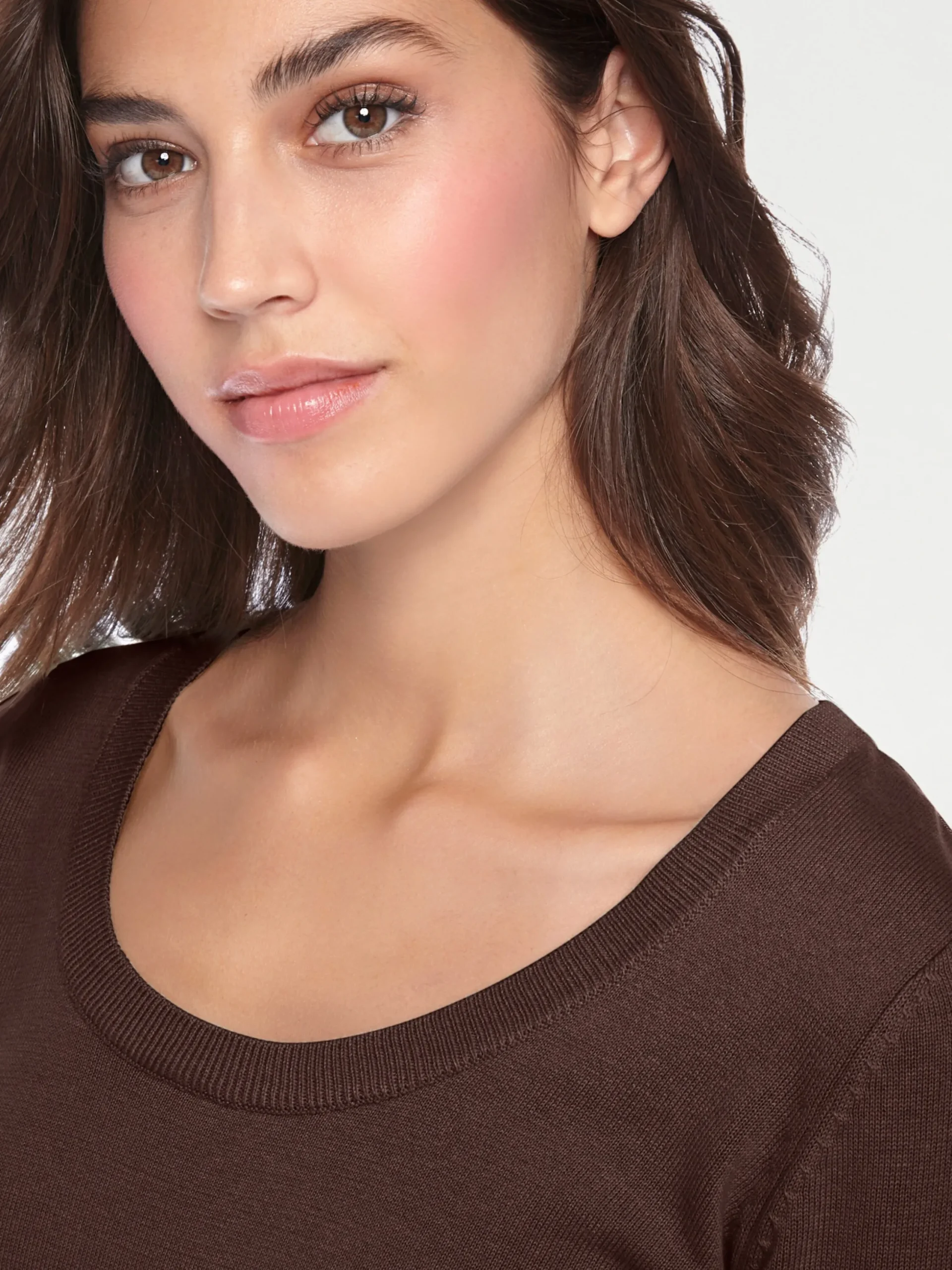 Basics|Pullover|heine Rundhalspullover aus Feinstrick schokobraun