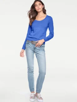 Basics|Pullover|heine Rundhalspullover aus Feinstrick royalblau