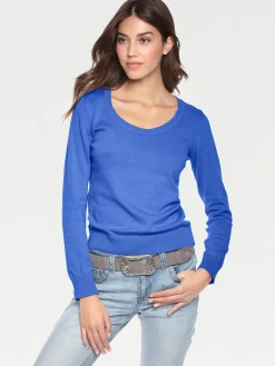 Basics|Pullover|heine Rundhalspullover aus Feinstrick royalblau