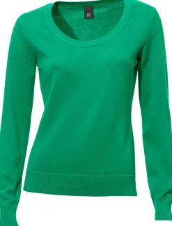 Basics|Pullover|heine Rundhalspullover aus Feinstrick grün