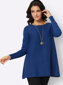 Basics|Pullover| Rundhalspullover im Viskose-Baumwoll-Mix royalblau