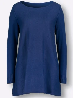 Basics|Pullover| Rundhalspullover im Viskose-Baumwoll-Mix royalblau
