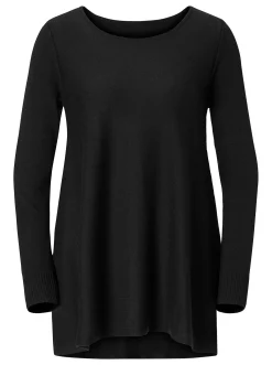 Basics|Pullover| Rundhalspullover im Viskose-Baumwoll-Mix schwarz