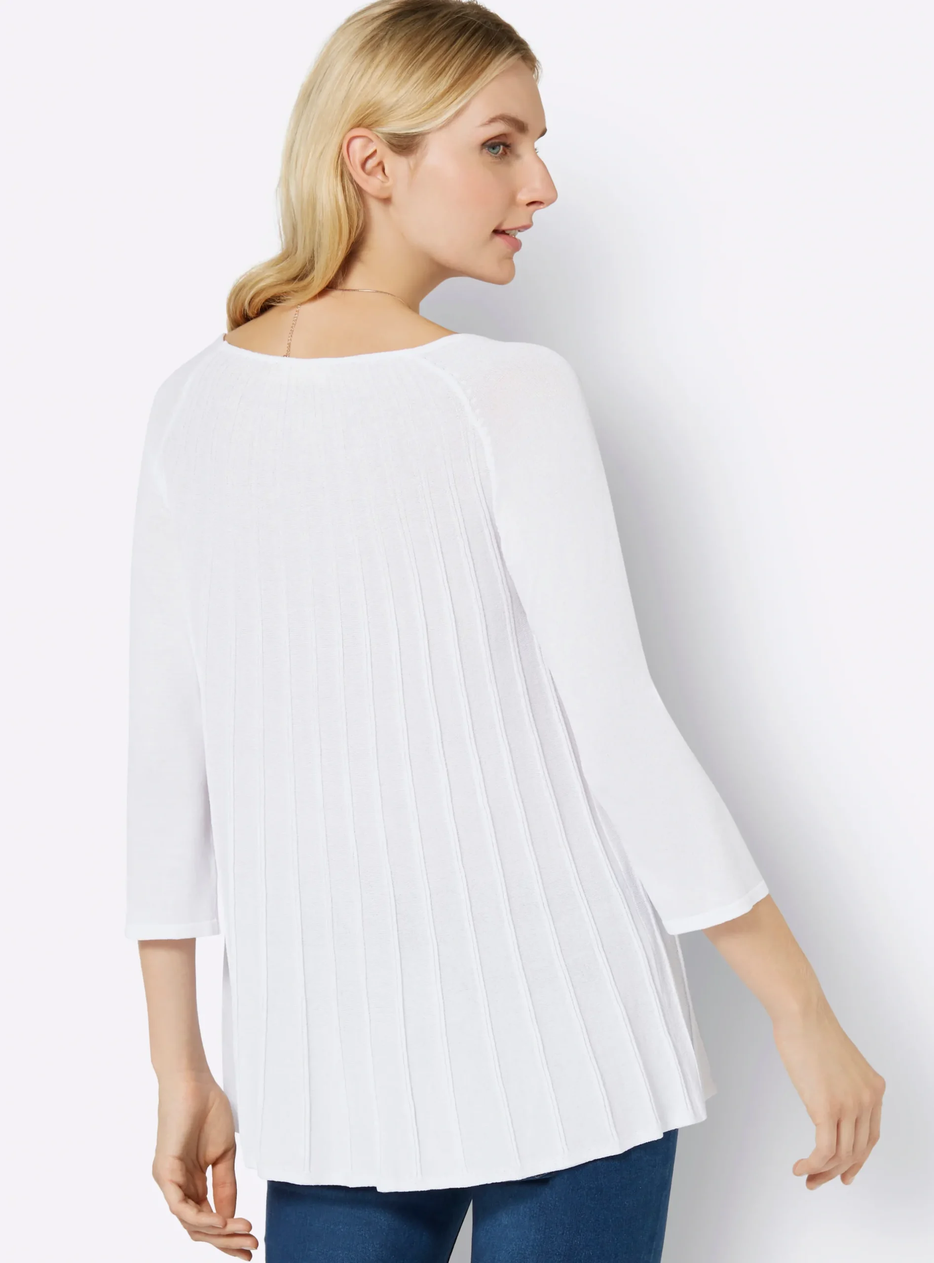 Pullover| Rundhalspullover in A-Form weiß