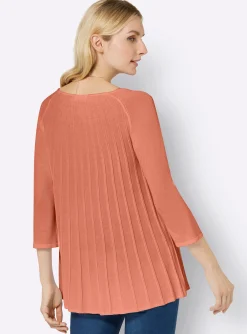 Pullover| Rundhalspullover in A-Form papaya