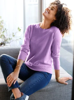 Basics|Pullover| Rundhalspullover in Form gestrickt, wärmend flieder