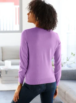 Basics|Pullover| Rundhalspullover in Form gestrickt, wärmend flieder