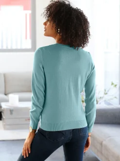 Basics|Pullover| Rundhalspullover in Form gestrickt, wärmend aqua