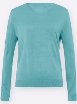 Basics|Pullover| Rundhalspullover in Form gestrickt, wärmend aqua